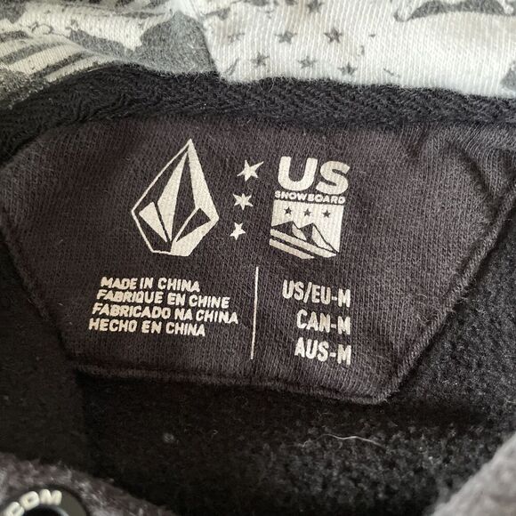 Y2k 2000s Volcom M US Olympic Snowboard Team Logo USA Black Hoodie Sweatshirt - Picture 5 of 6